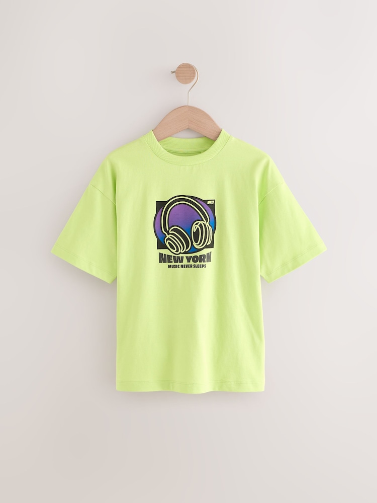 Lime Green Relaxed Fit Short Sleeve Graphic Print T-Shirt (3-16yrs) - Image 1 of 4