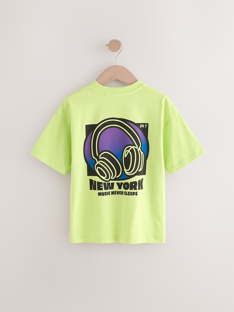 Lime Green Relaxed Fit Short Sleeve Graphic Print T-Shirt (3-16yrs) - Image 2 of 4