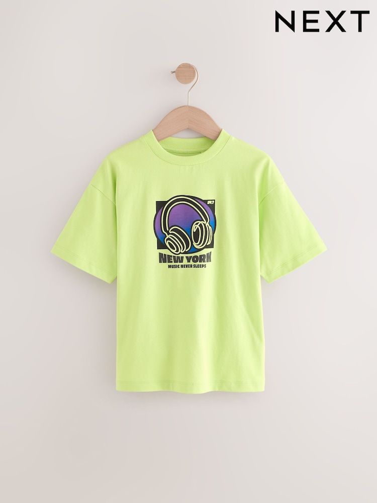 Lime Green Relaxed Fit Short Sleeve Graphic Print T-Shirt (3-16yrs) - Image 6 of 6