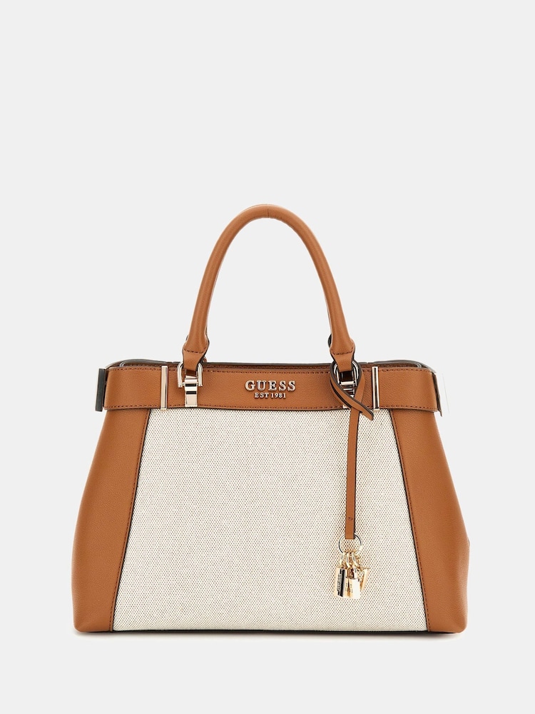 Guess Canvas Anadela Compartment Satchel Bag - Image 1 of 4