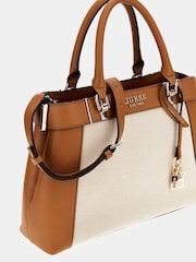 Guess Canvas Anadela Compartment Satchel Bag - Image 3 of 4