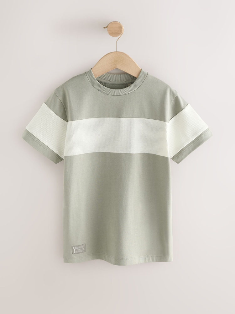 Mineral Green Colourblock Short Sleeve T-Shirt (3-16yrs) - Image 1 of 1