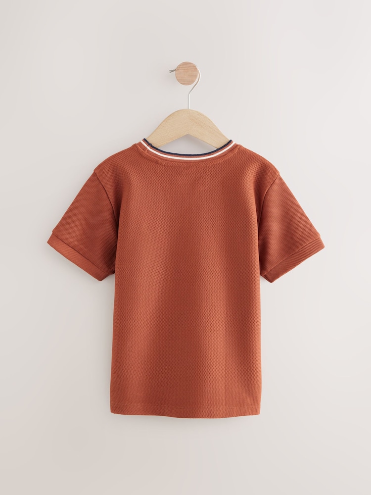 Rostbraun - Strukturiertes T-Shirt (3–16 Jahre) - Image 2 of 4
