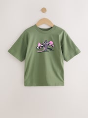 Khaki Green Back Print Relaxed Fit Short Sleeve Graphic Print T-Shirt (3-16yrs) - Image 1 of 5