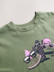 Khaki Green Back Print Relaxed Fit Short Sleeve Graphic Print T-Shirt (3-16yrs) - Image 3 of 5