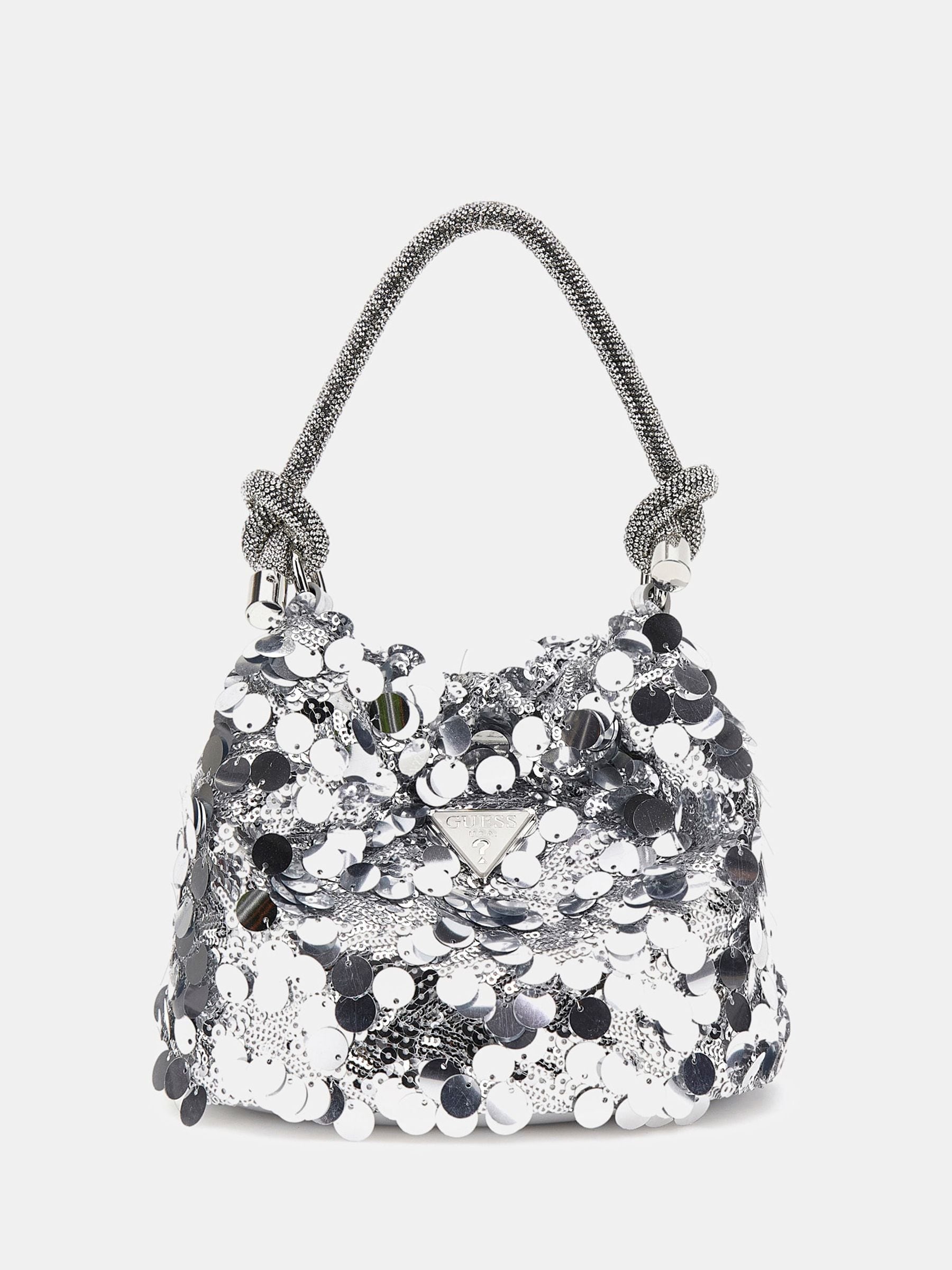 GUESS ハンドバッグ シルバー キルティング Buy Guess Silver Sequin Top Handle Pouch Bag from Next USA