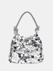 Guess Silver Sequin Top Handle Pouch Bag - Imagen 2 de 4