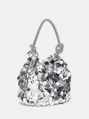 Guess Silver Sequin Top Handle Pouch Bag - Imagen 3 de 4