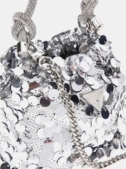 Guess Silver Sequin Top Handle Pouch Bag - Image 4 of 4