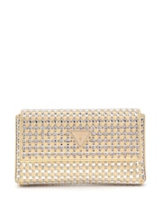 Guess Gold Diamante Zalina Flap Clutch Cross-Body Bag - Image 1 of 4