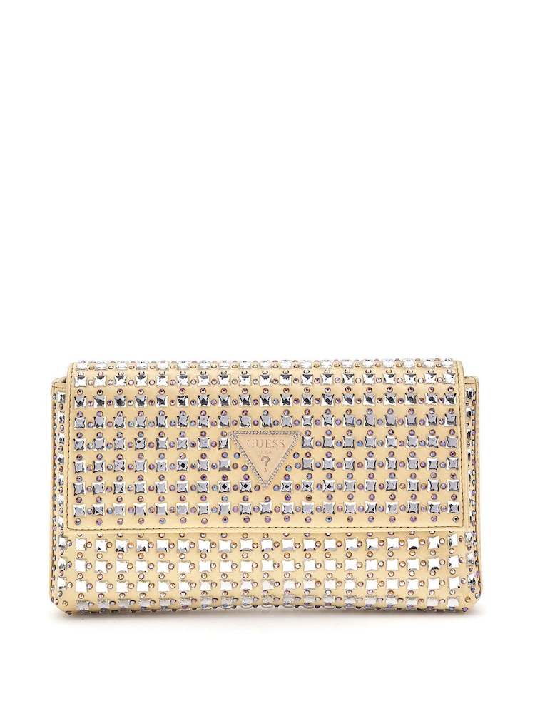 Guess Gold Diamante Zalina Flap Clutch Cross-Body Bag - Image 1 of 4