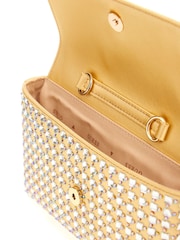 Guess Gold Diamante Zalina Flap Clutch Cross-Body Bag - Image 3 of 4