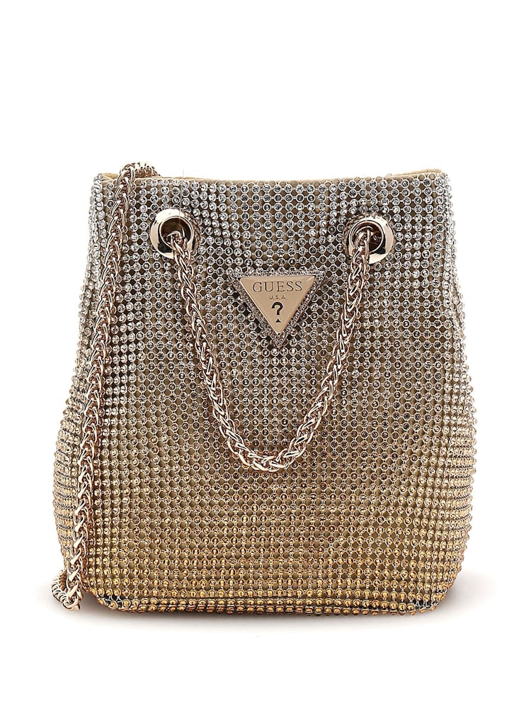 Guess Gold Diamante Zalina 100% Cotton Cross-Body Pouch Bag - Image 1 of 3
