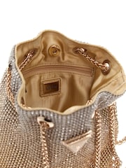 Guess Gold Diamante Zalina 100% Cotton Cross-Body Pouch Bag - Image 3 of 3