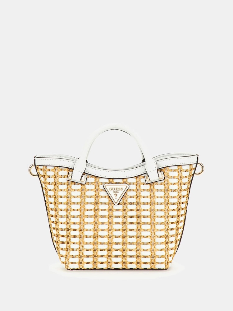 Guess Small Rattan Atalia Natural Tote Bag - Image 1 of 4