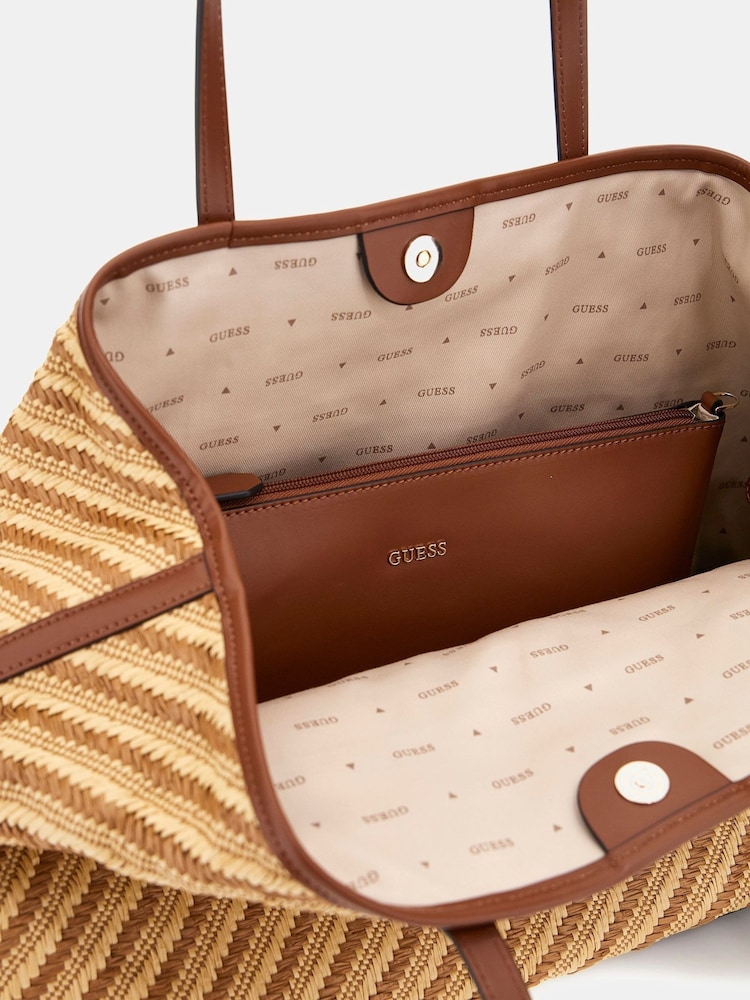 Guess Large Cognac Vikky 2 In 1 Tan Brown Tote Bag - Image 4 of 4