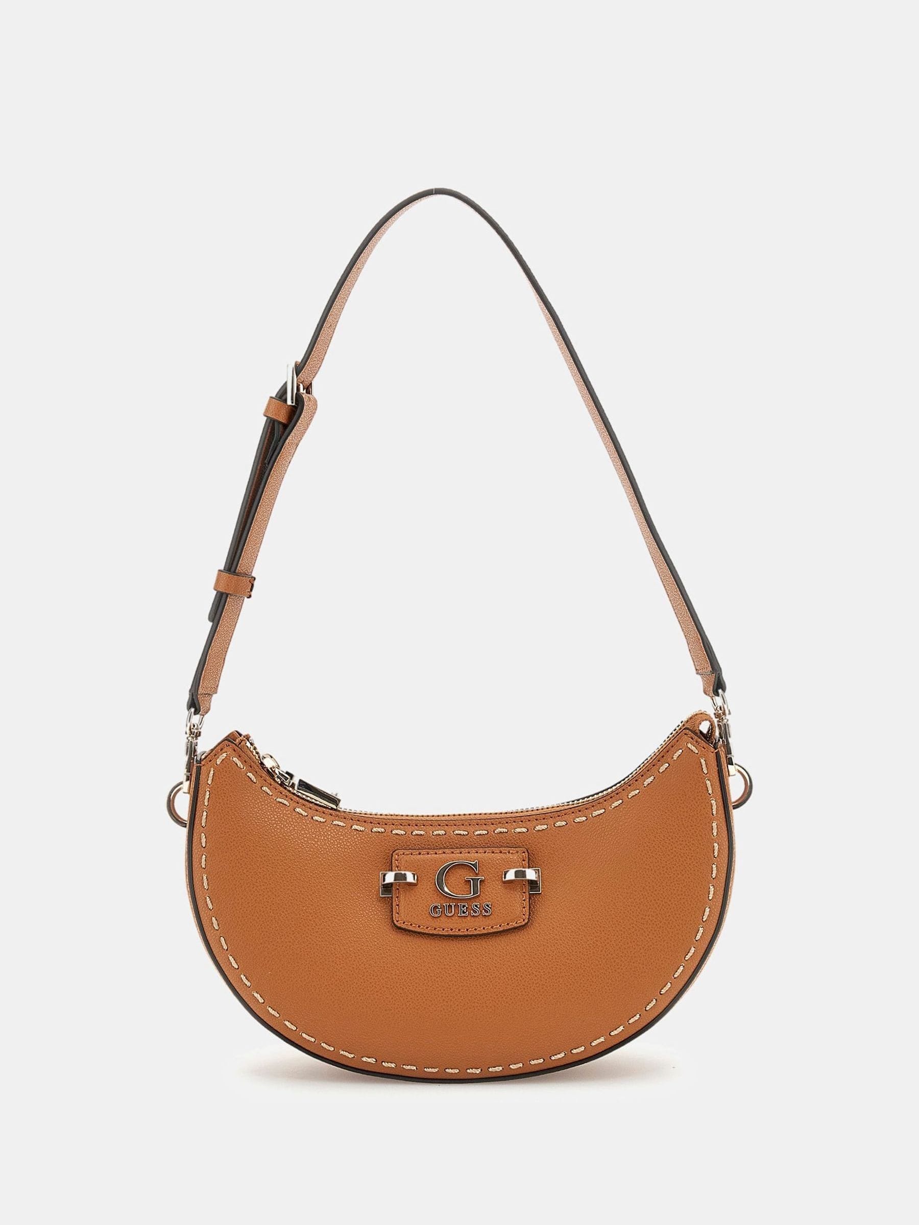 Buy Guess Nastra Top Zip Tan Brown Shoulder Bag from Next USA