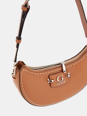 Guess Nastra Top Zip Tan Brown Shoulder Bag - Image 3 of 3