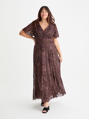 Scarlett & Jo Brown Isabelle Angel Sleeve Maxi Dress - Image 1 of 4