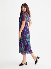 Scarlett & Jo Purple Victoria Angel Sleeve Mesh Midi long Dress - Image 3 of 4