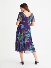 Scarlett & Jo Purple Victoria Angel Sleeve Mesh Midi long Dress - Image 4 of 4