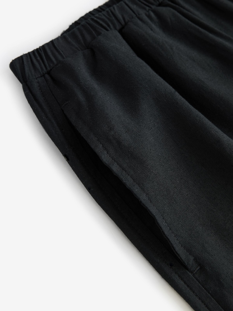 Black Wide Leg Trousers with Linen - Image 8 of 9