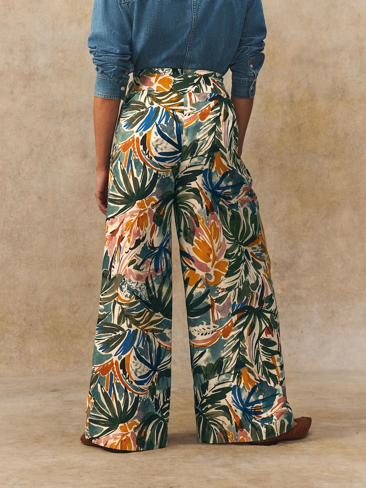 Floral Print Tie Waist Wide Leg Trousers - Image 2 of 8