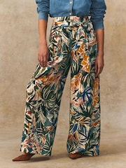 Floral Print Tie Waist Wide Leg Trousers - Image 3 of 8