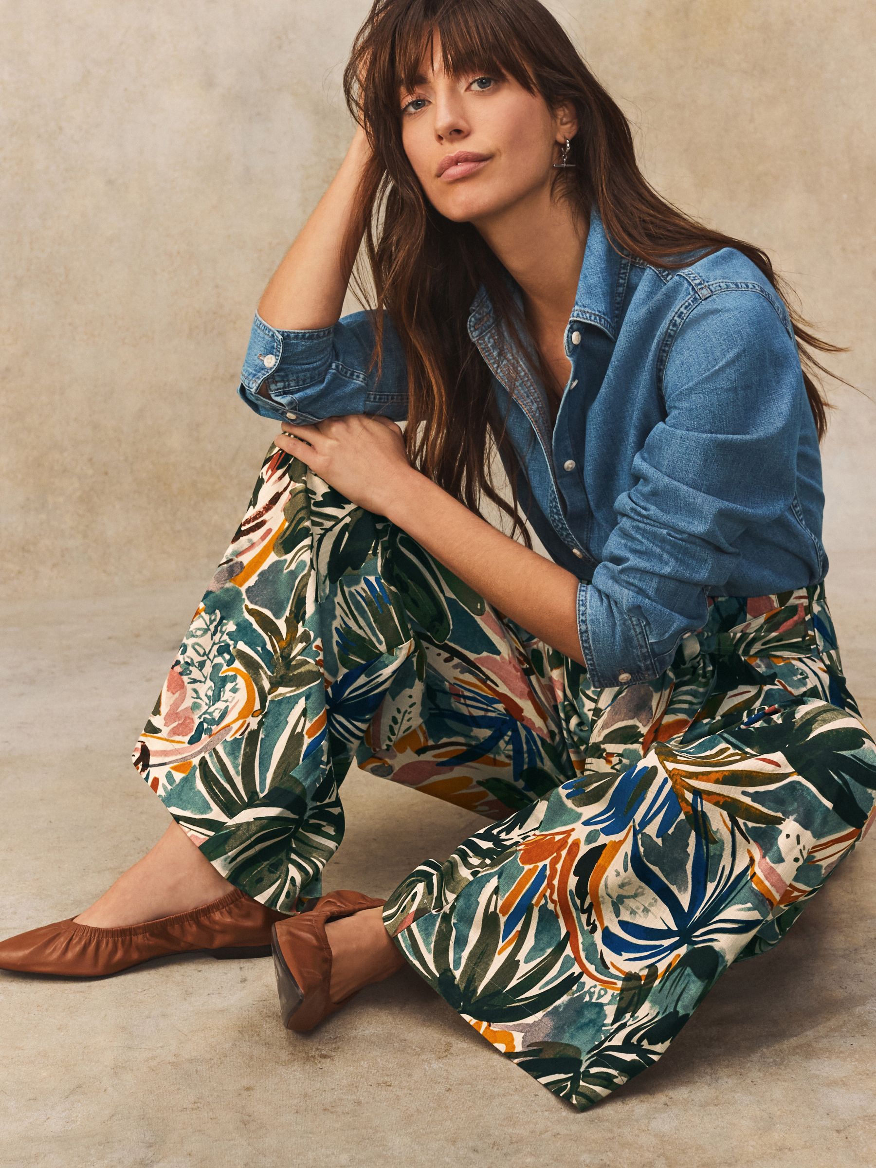Buy Floral Print Tie Waist Wide Leg Trousers from Next USA
