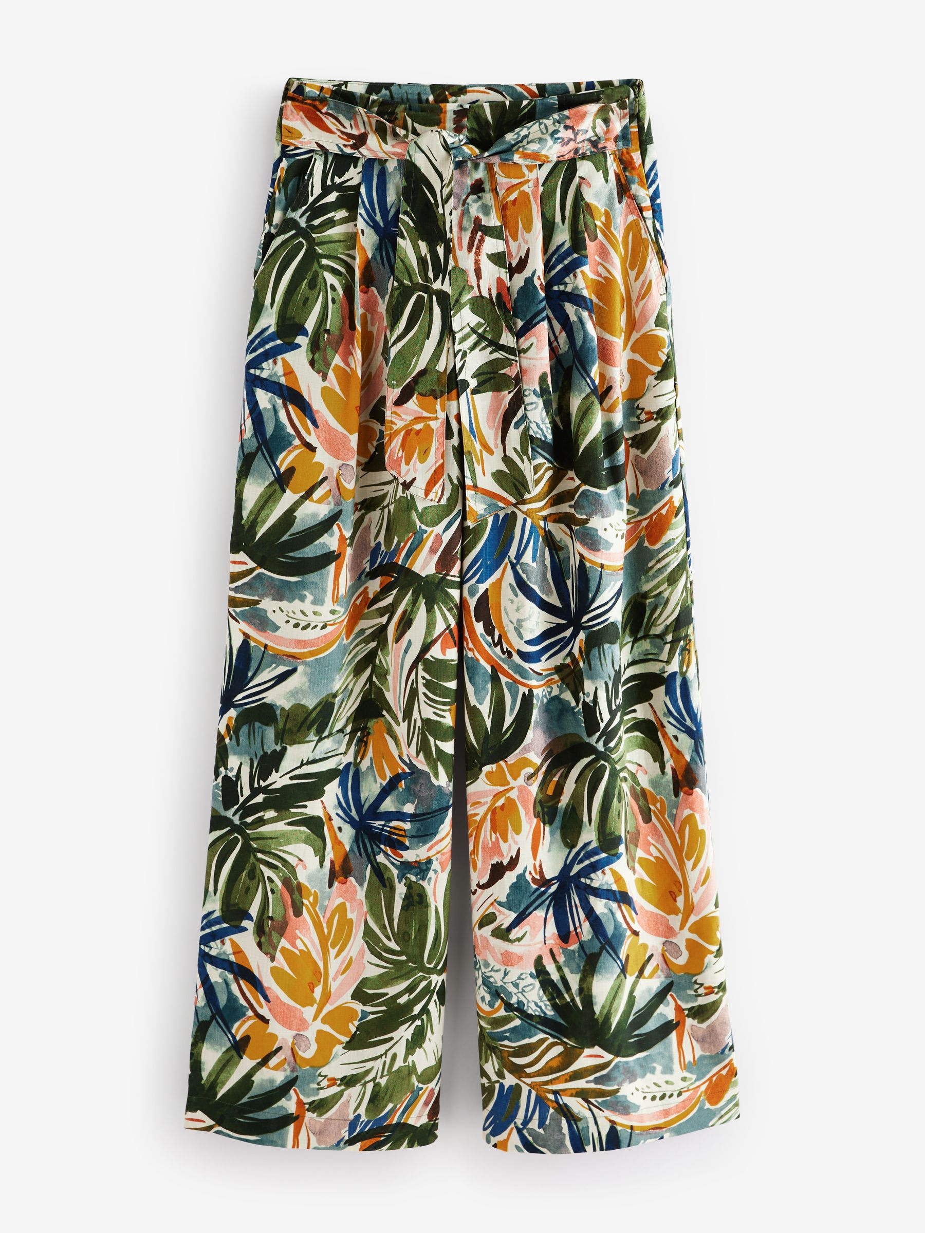 Buy Floral Print Tie Waist Wide Leg Trousers from Next USA