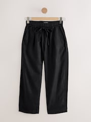 Noir - Tie Waist Barrel Leg Linen Blend Trousers - Image 4 of 6