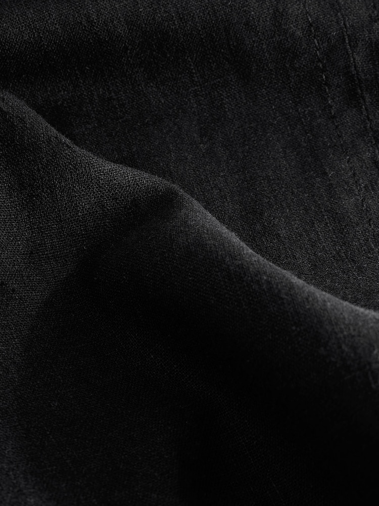 Noir - Tie Waist Barrel Leg Linen Blend Trousers - Image 5 of 6
