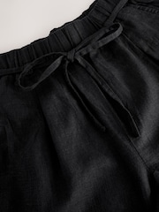 Noir - Tie Waist Barrel Leg Linen Blend Trousers - Image 6 of 6