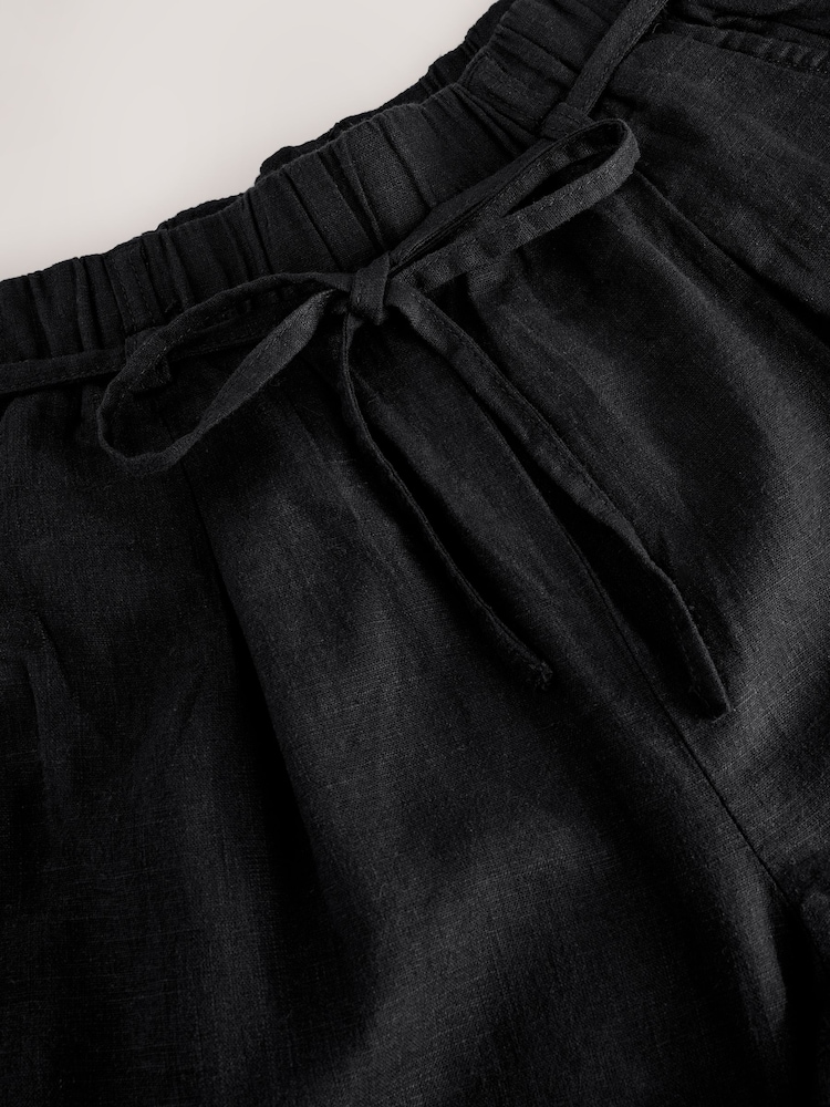 Noir - Tie Waist Barrel Leg Linen Blend Trousers - Image 6 of 6