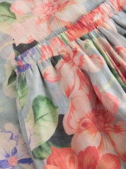 Blue/Green Floral Premium Super Wide Sheer Printed Trousers - Image 7 of 8