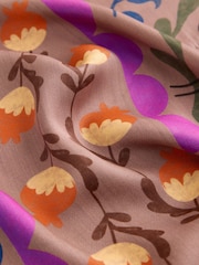 Impression florale brune - Chemise en satin à col en V - Image 7 de 8