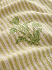 Sage Green Embroidered Stripe Tie Waist Trousers with Linen - Image 6 of 7