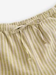 Sage Green Embroidered Stripe Tie Waist Trousers with Linen - Image 7 of 7
