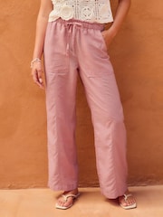 Blush Wide Leg Pull-On Linen Blend Trousers - Image 1 of 8