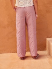Blush Wide Leg Pull-On Linen Blend Trousers - Image 4 of 8