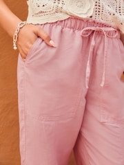 Blush Wide Leg Pull-On Linen Blend Trousers - Image 5 of 8