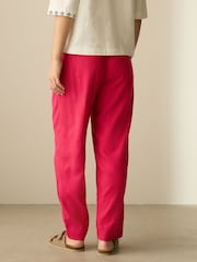 Pink Stay Smart Barrel Leg Linen Rich Trousers - Image 3 of 8