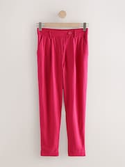 Pink Stay Smart Barrel Leg Linen Rich Trousers - Image 6 of 8