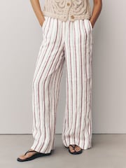 Pink N. Premium 100% Linen Wide Leg Pull-on Trousers - Image 5 of 8