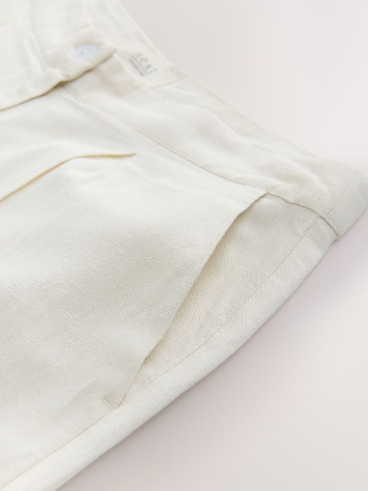 White Embroidered Wide Leg Trousers With Linen - Image 8 of 8