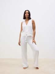 Weiß - Hose mit weitem Bein und elastischem Bund - Image 1 of 8