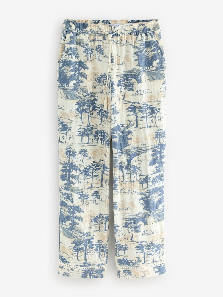 Palmen-Print - Hose mit weitem Bein und elastischem Bund - Image 5 of 7