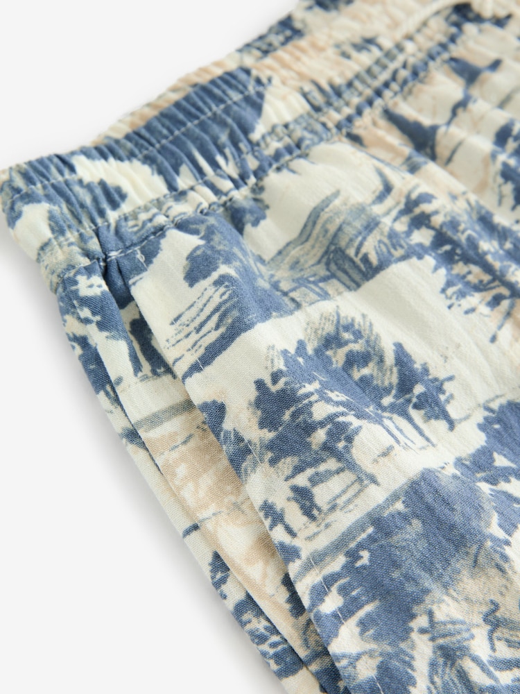 Palmen-Print - Hose mit weitem Bein und elastischem Bund - Image 7 of 7