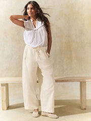 Ecru Balloon Leg Trousers - Image 1 of 8