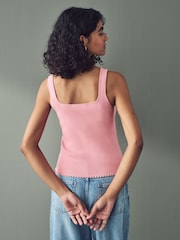 Pink Blush Square Neck Scalloped Edge Knitted Vest - Image 2 of 7